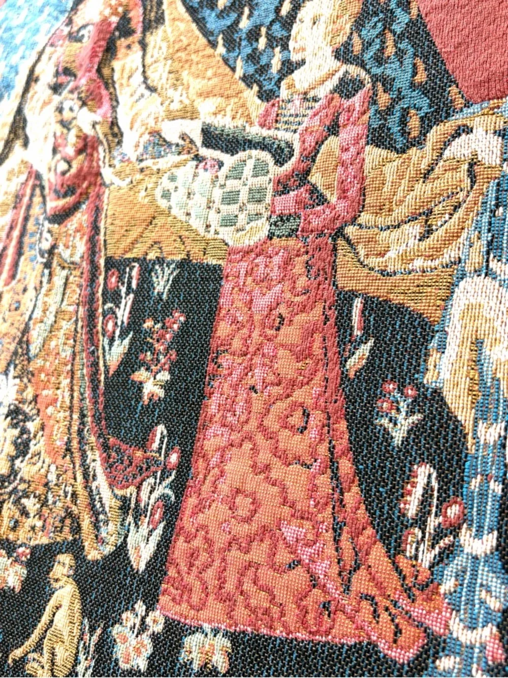 LADY AND UNICORN [ Vintage Rare]  Tapestry Wall Hanging Woven Fabric 39X28”